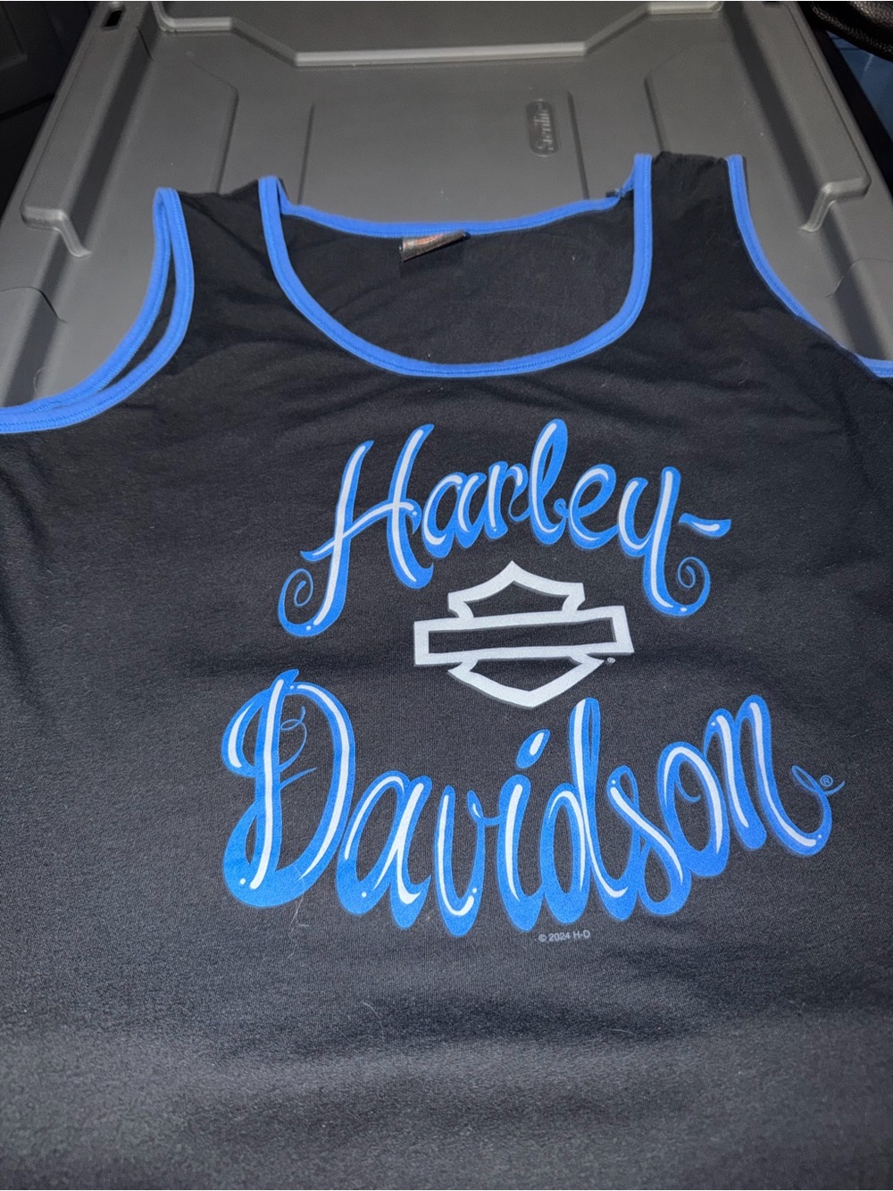 Harley-Davidson Black Tank with Blue Script Logo